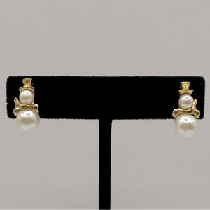 VINTAGE Pearl Snowman Earrings